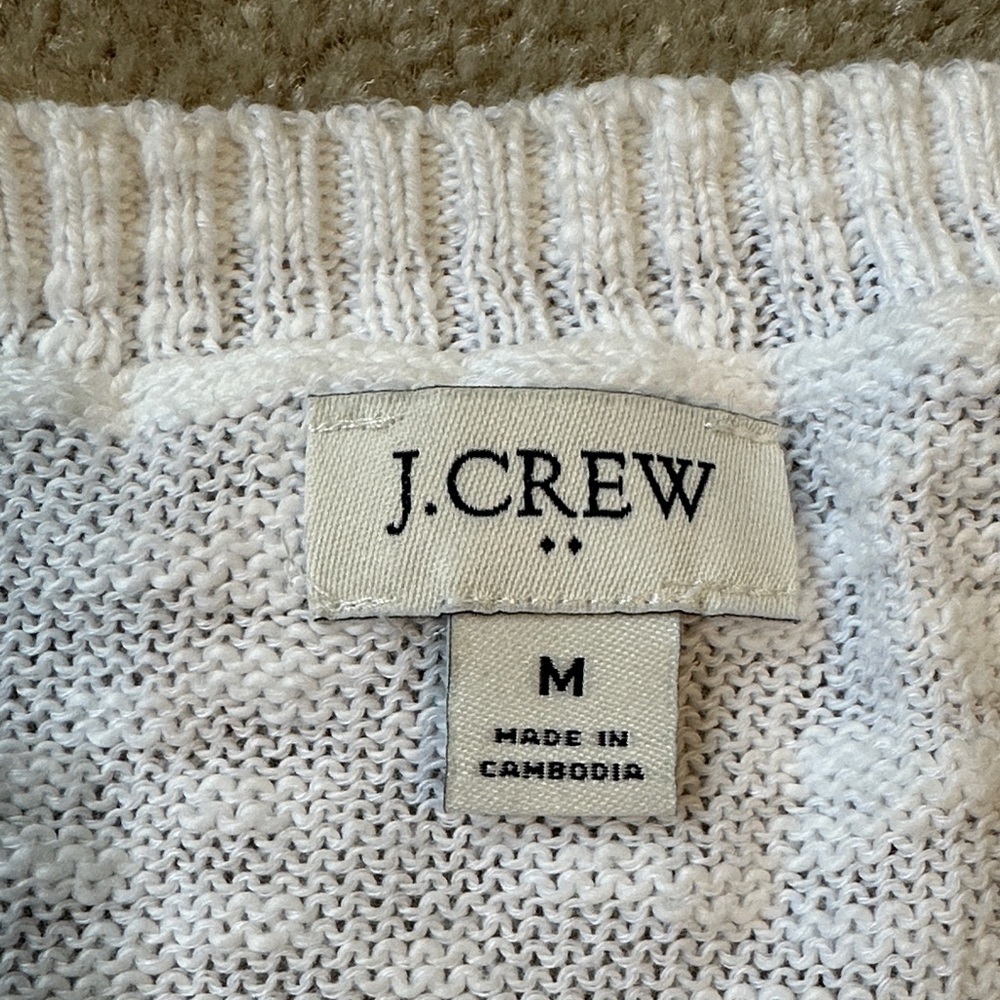 J. Crew Factory White and Navy Striped Beach Sweater - Picture 2 of 7